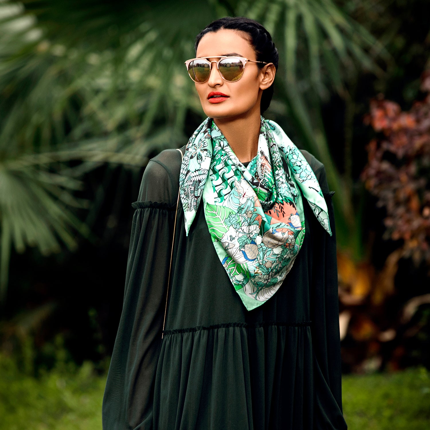 Trees Of India Silk Square Scarf