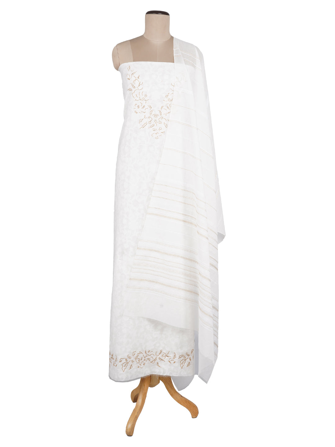 Kashida:Moses Floral Jacquard Unstitched Suit Set
