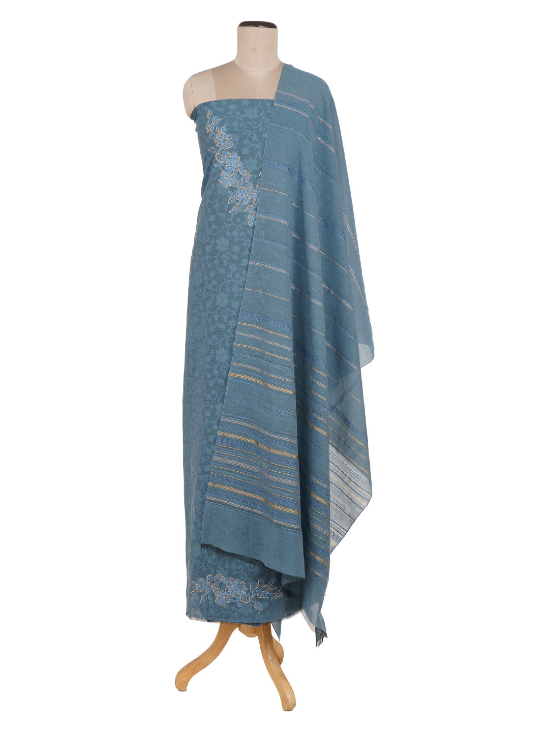 Kashida:Moses Floral Jacquard Unstitched Suit Set