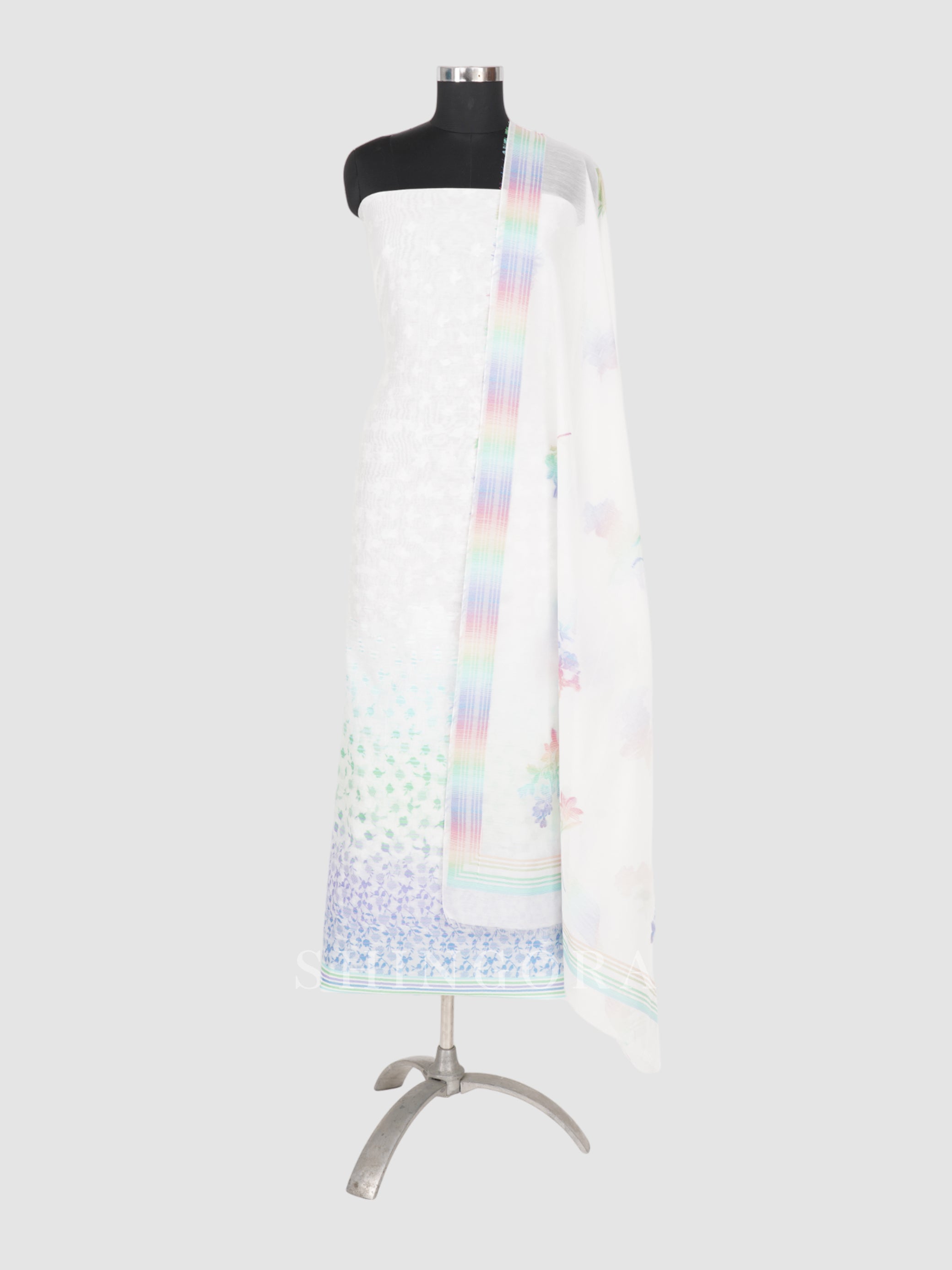 Bunai: Jacquard Woven Unstitched Suit with Dupatta