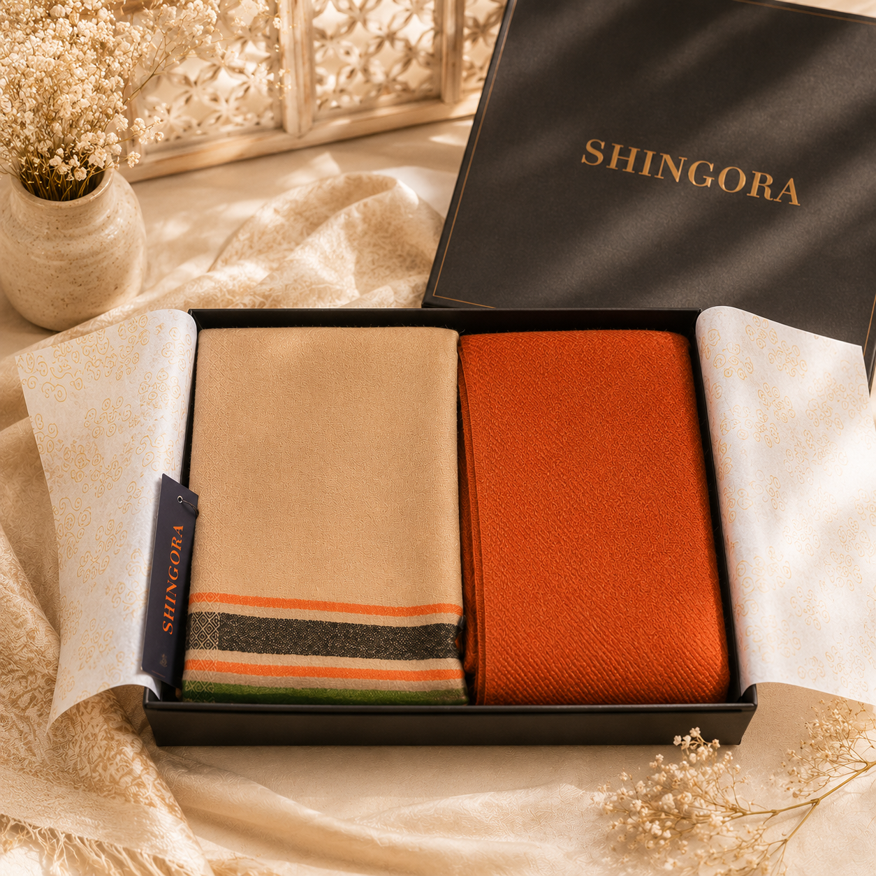 Classic Warmth Gift Set – Premium Shawl & Wool Scarf Duo