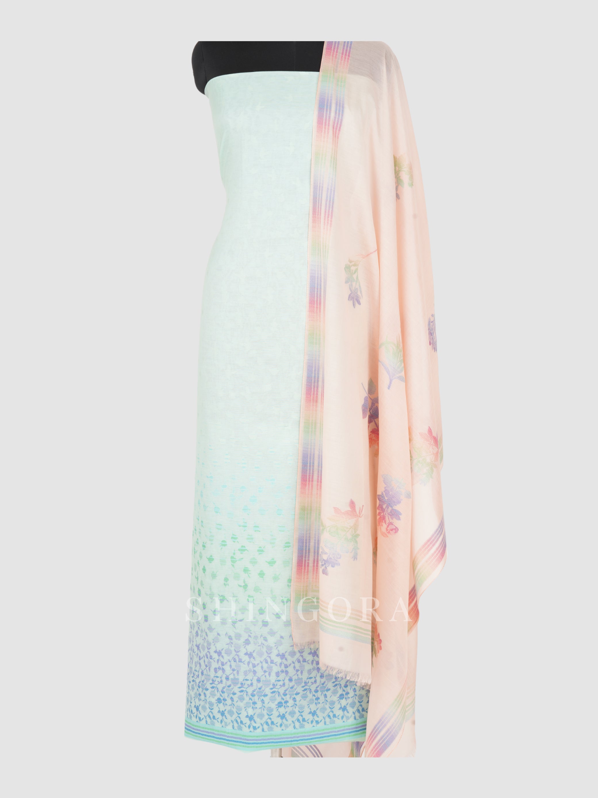 Bunai: Jacquard Woven Unstitched Suit with Dupatta