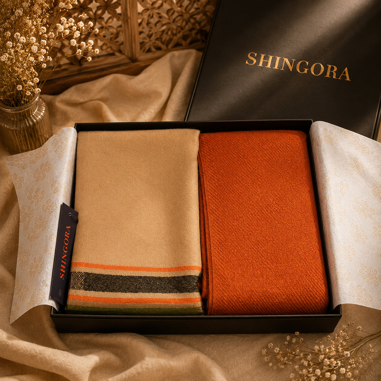 Classic Warmth Gift Set – Premium Shawl & Wool Scarf Duo