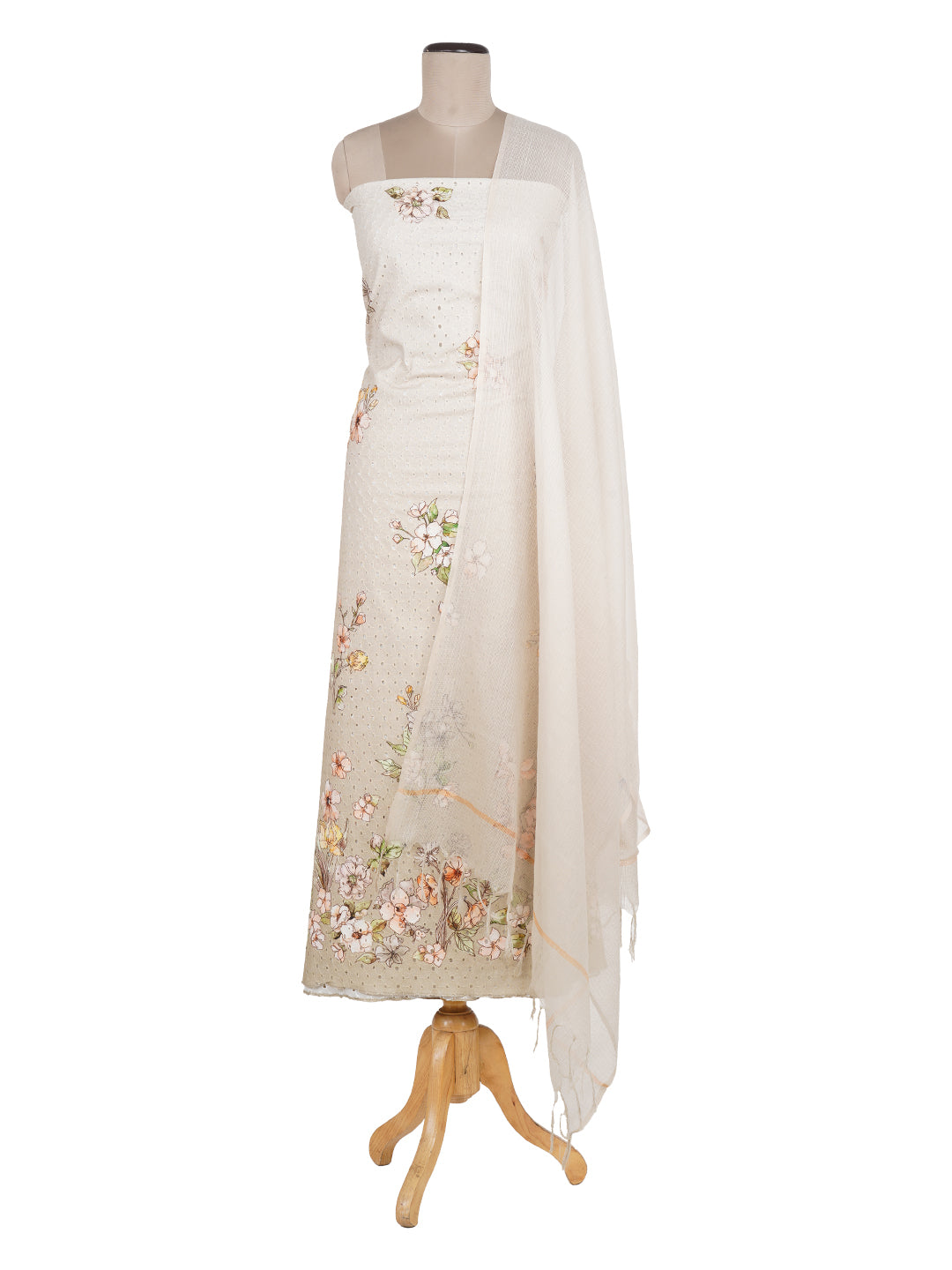 Dhree:Phool Schiffli Floral Printed Unstitched Suit Set
