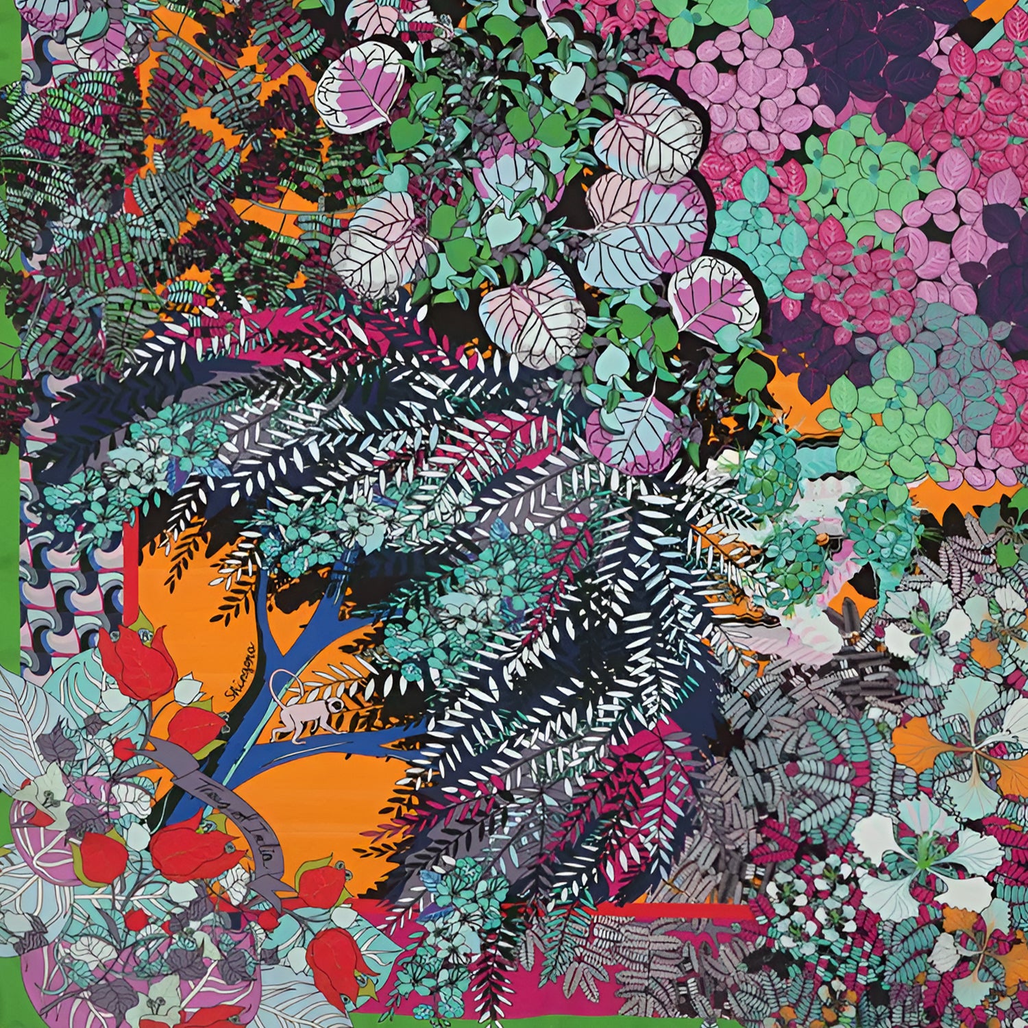 Trees Of India Silk Square Scarf