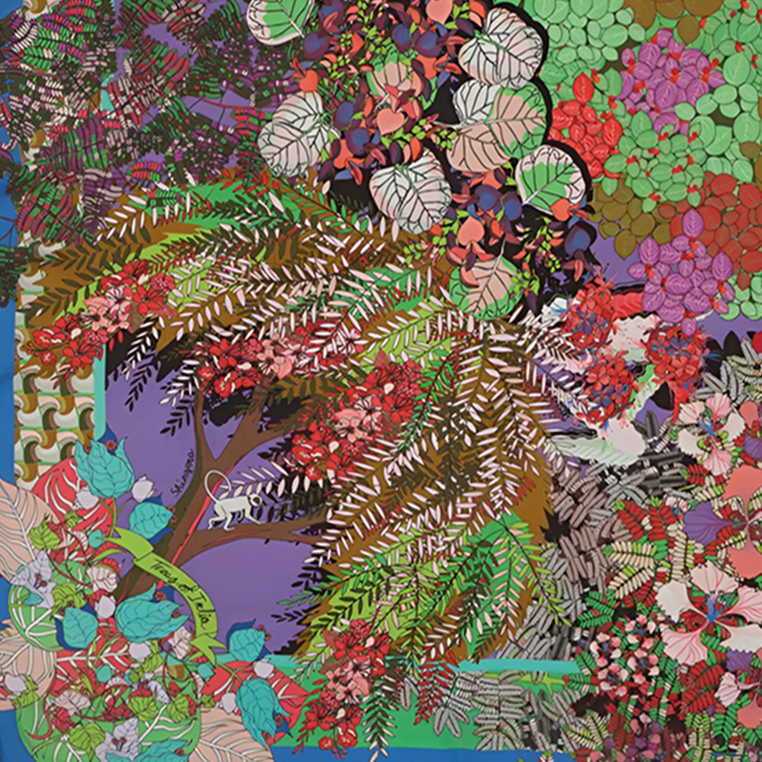Trees Of India Silk Square Scarf