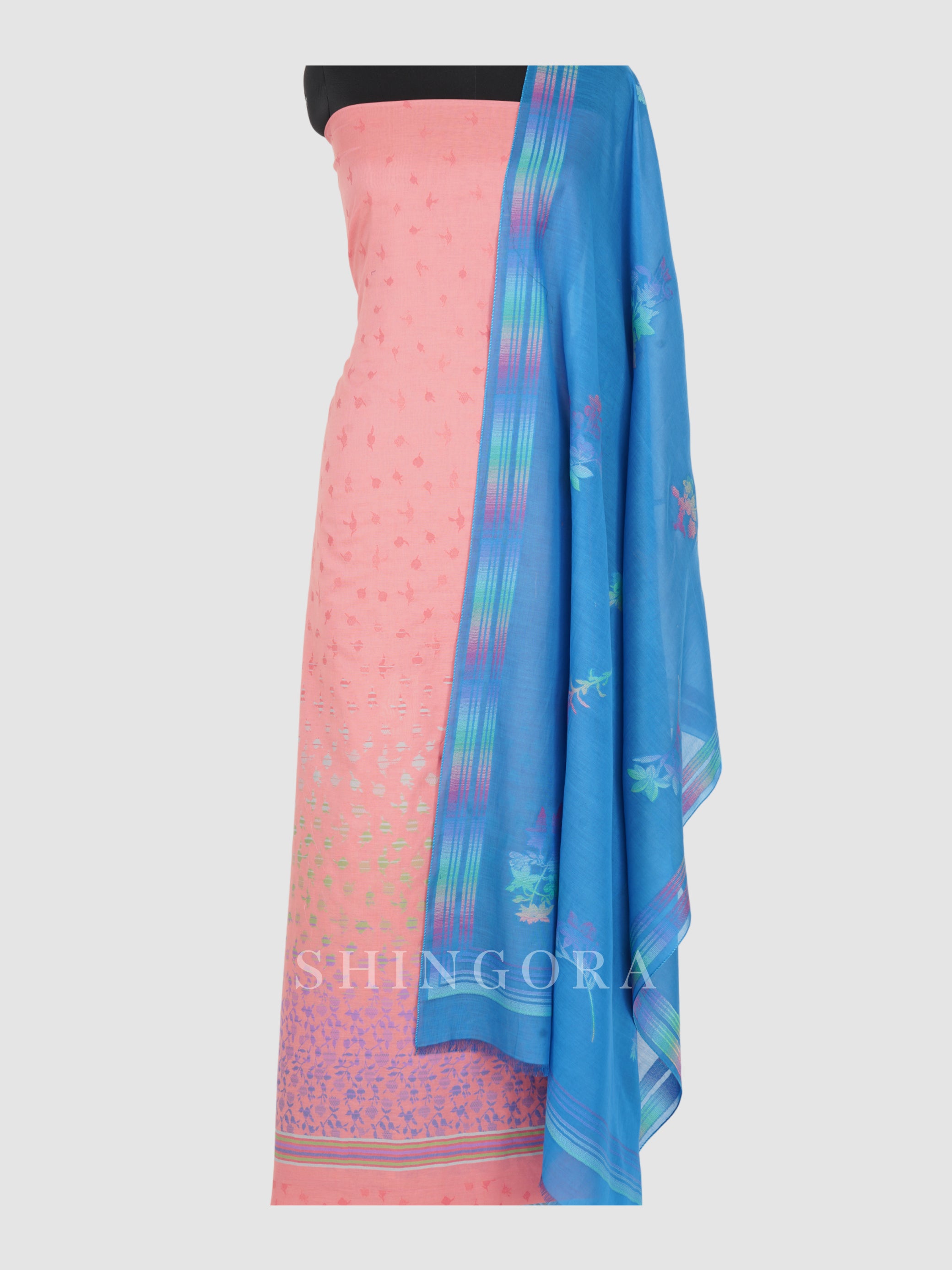 Bunai: Jacquard Woven Unstitched Suit with Dupatta