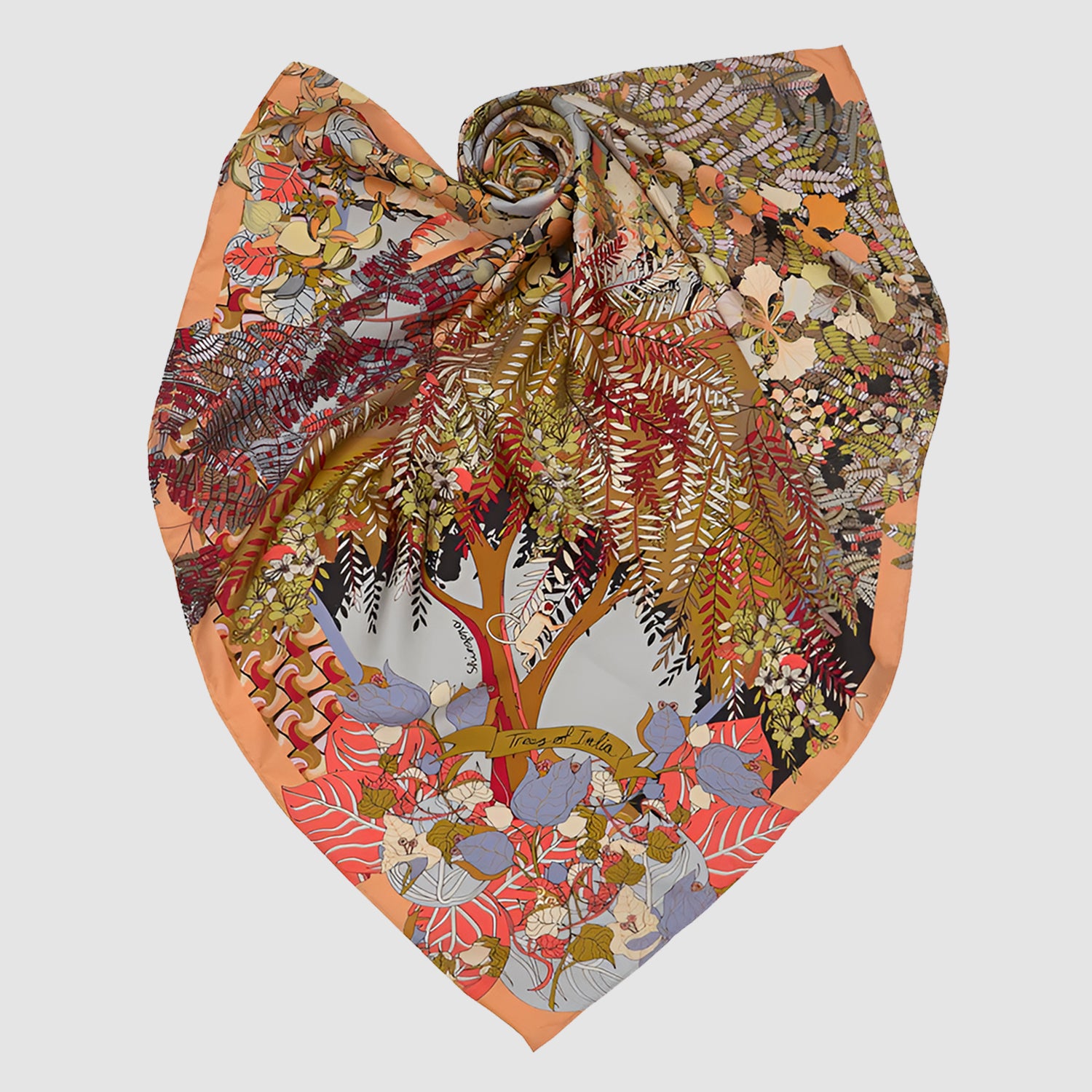 Trees Of India Silk Square Scarf
