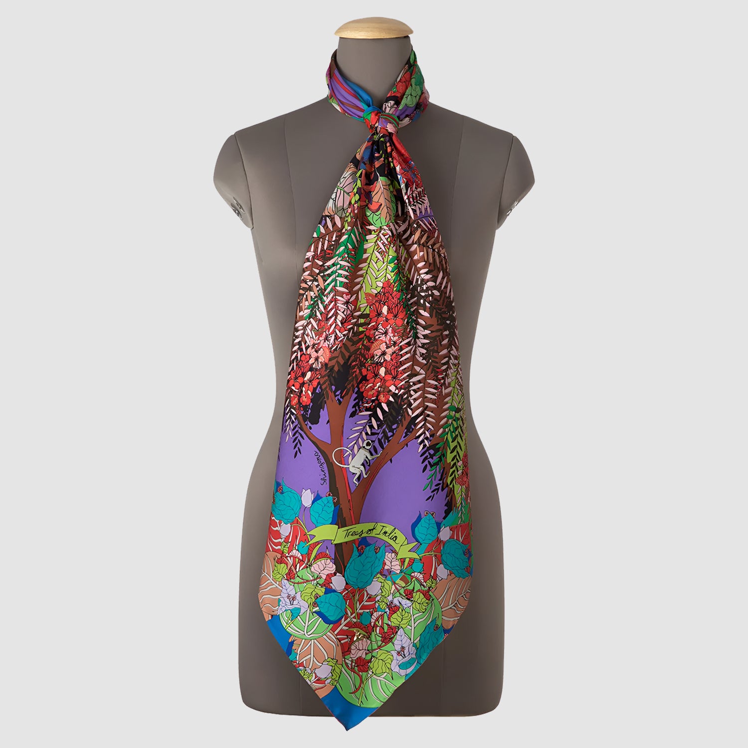 Trees Of India Silk Square Scarf