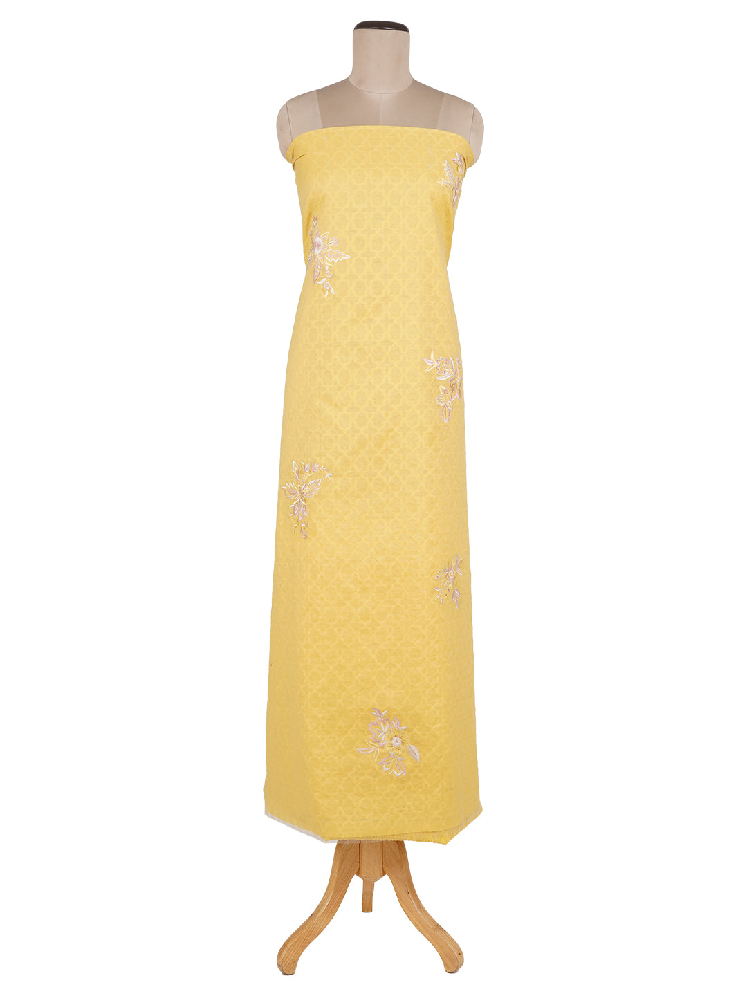 Bunai:Evelyn Floral Embroidered With Woven Design Unstitched Suit Set