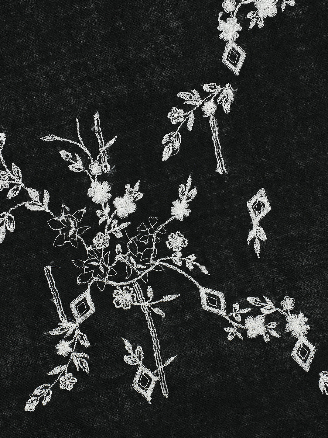 Lurex Embroidered Floral Pure Wool Shawl