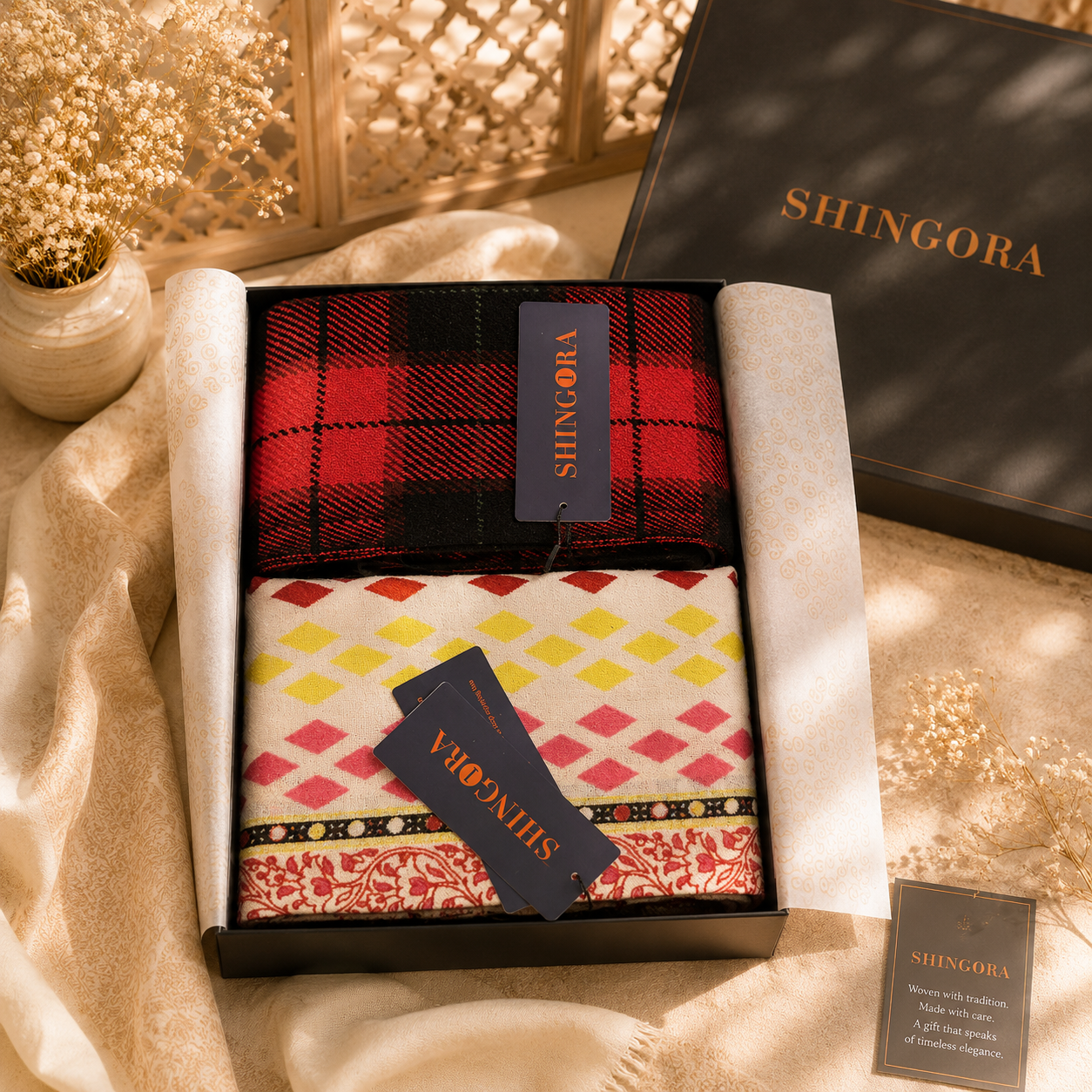 Heritage Check Gift Set – Designer Winter Stole Collection