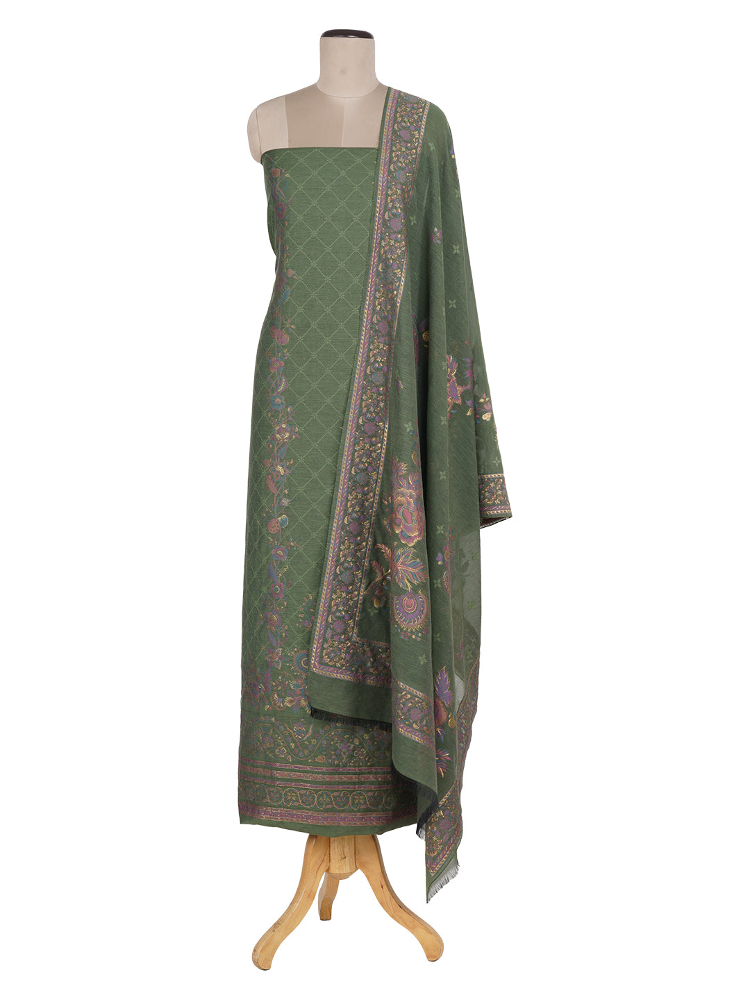 Vani:Liberty Floral Jacquard Unstitched Suit Set