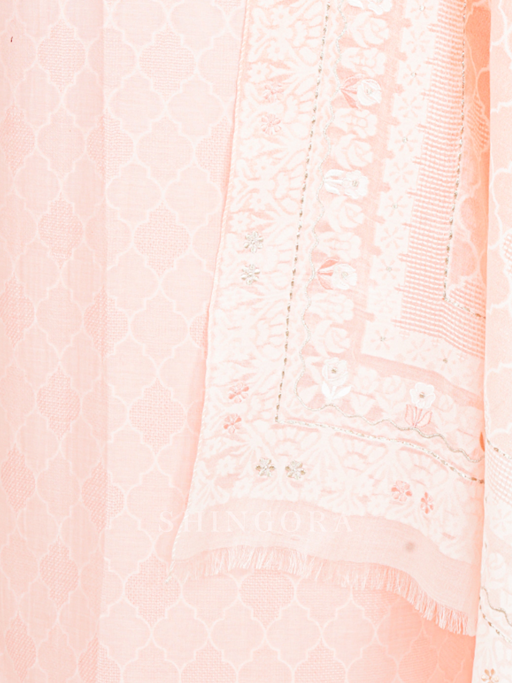 Kalaa: Jacquard Embroidered Unstitched Suit & Dupatta Set