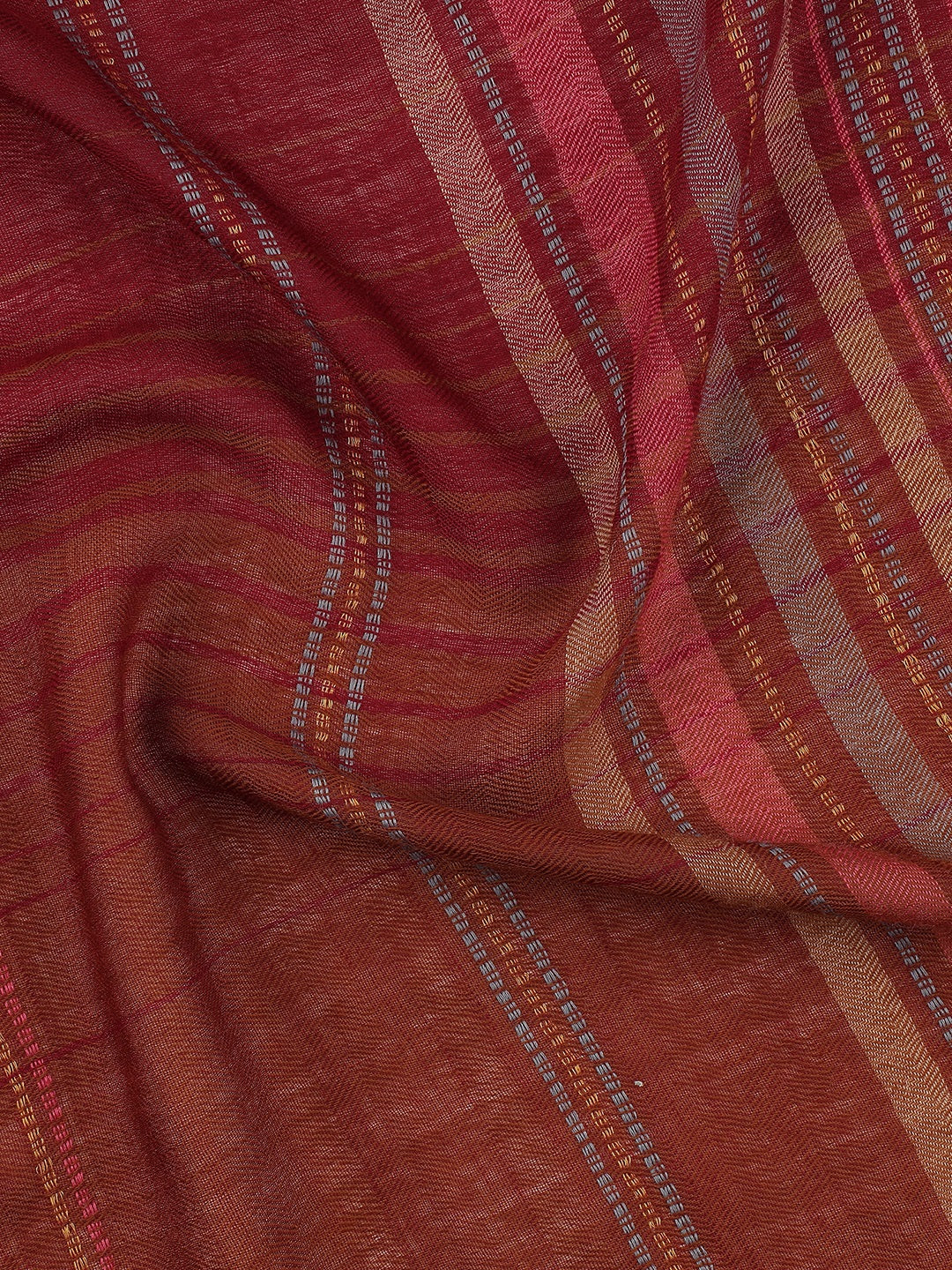 Whispers Weave-Striped Woolen Dobby Shawl