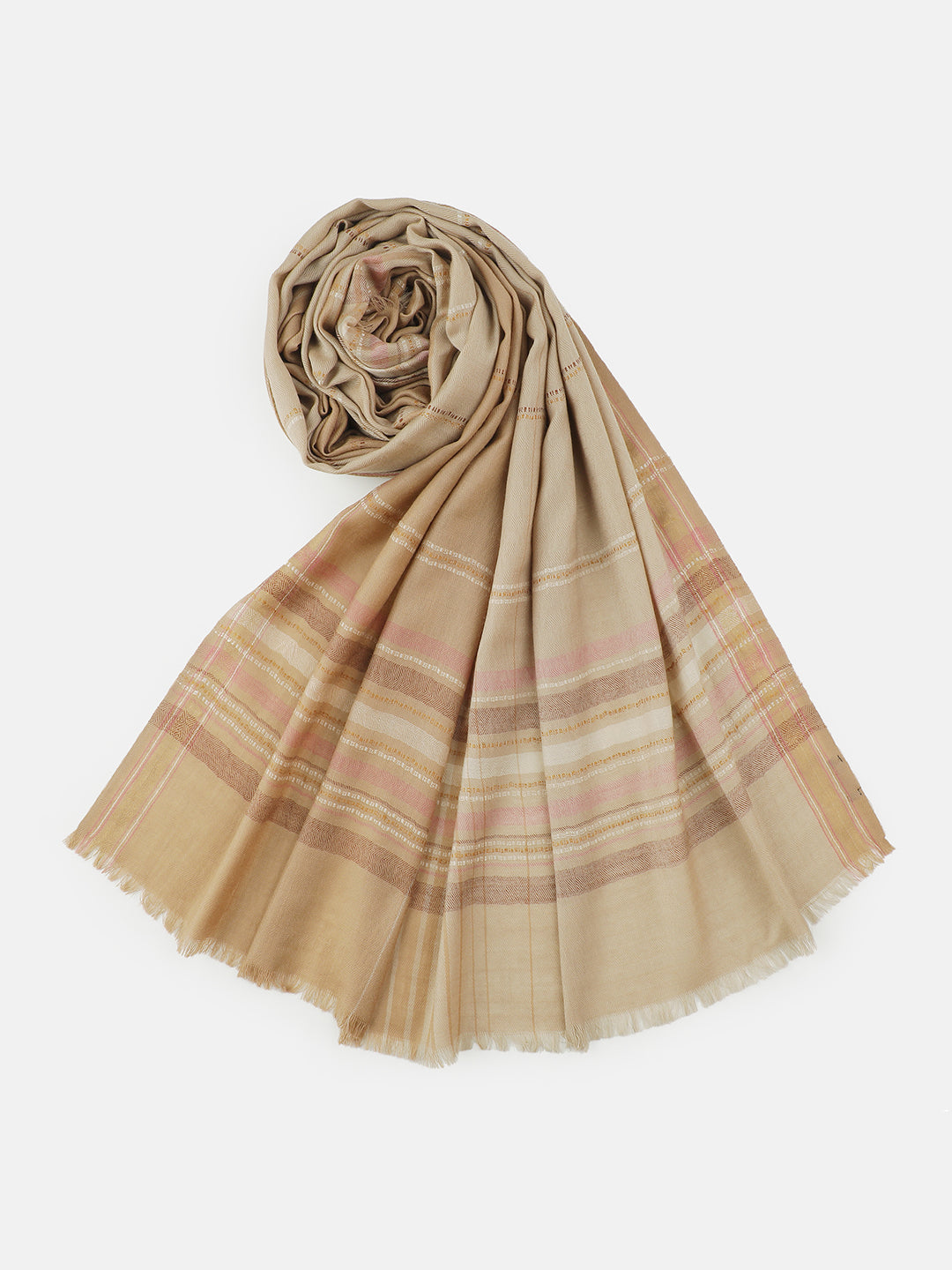 Whispers Weave-Striped Woolen Dobby Shawl