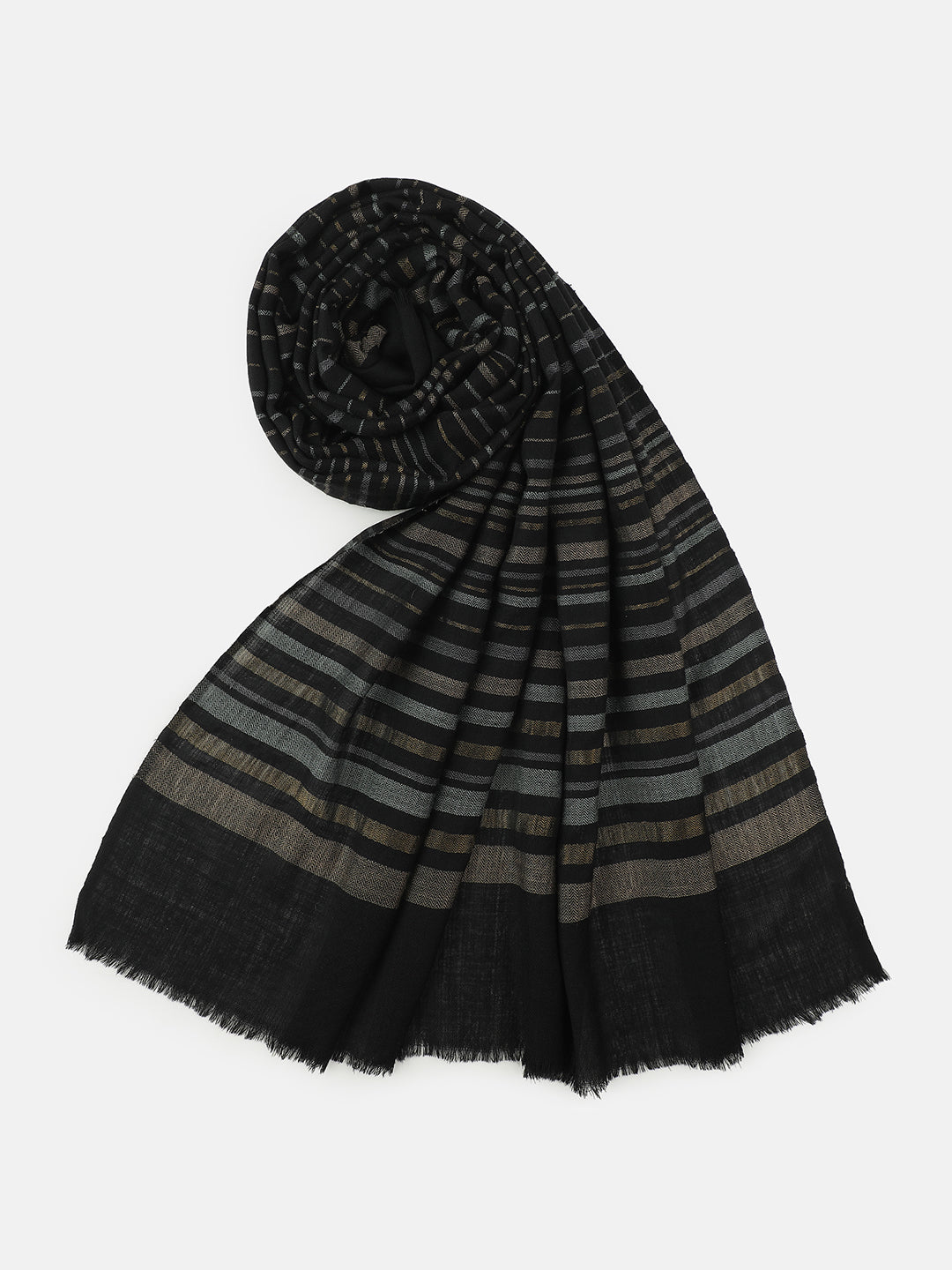 Serene Lines-Light Striped Woolen Dobby Shawl