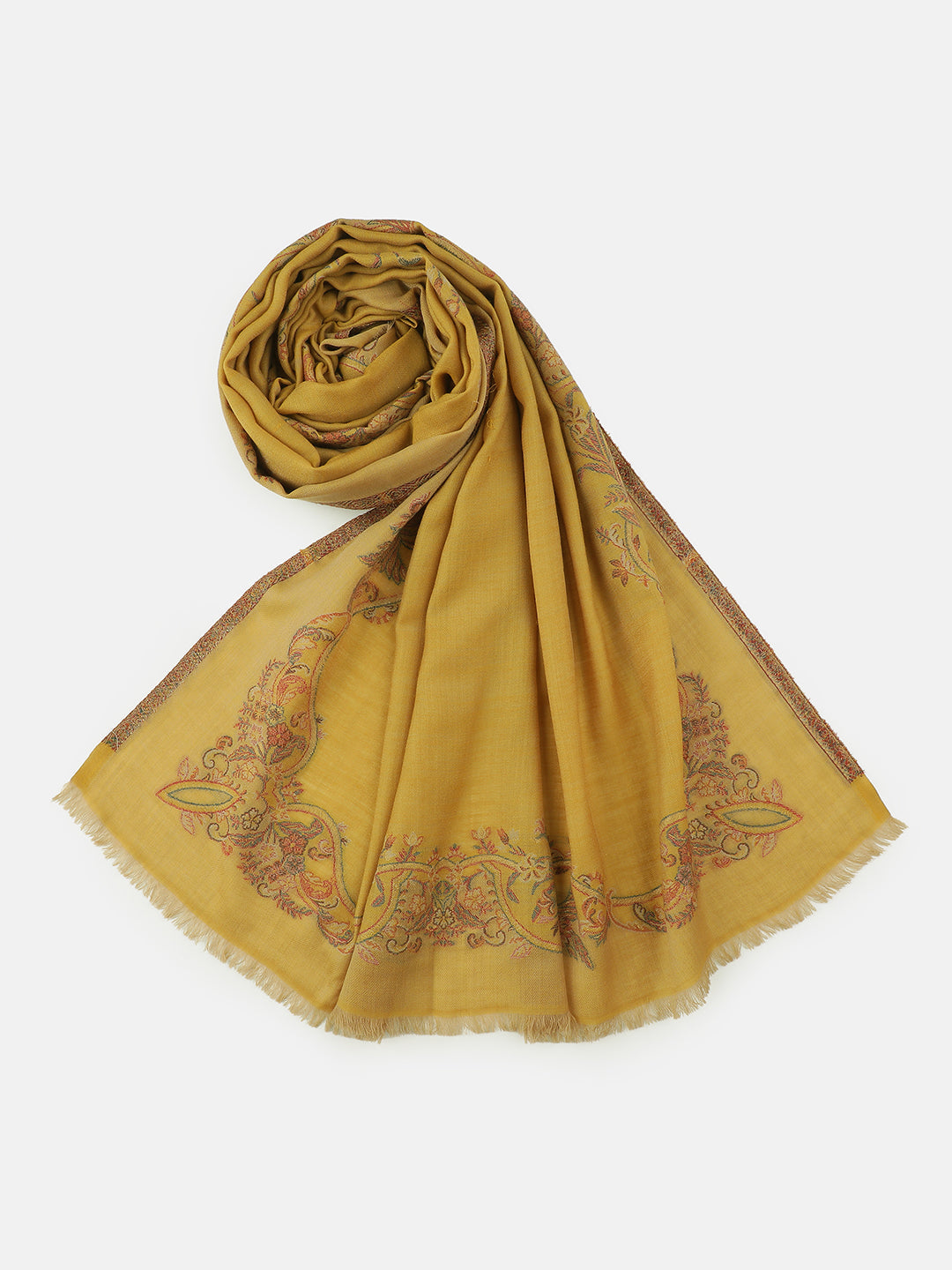 Chintz Bloom-Botanical Patterned Woolen Jacquard Shawl