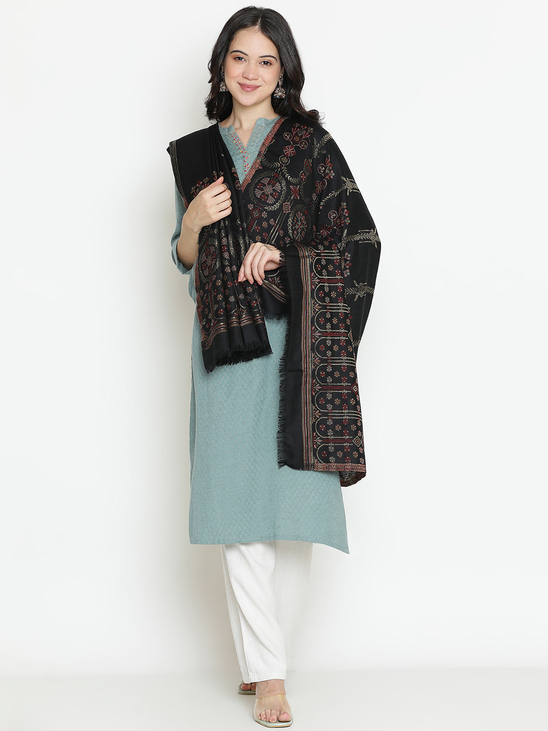 Arches of Grace-Saracenic Architectural Woolen Jacquard Shawl
