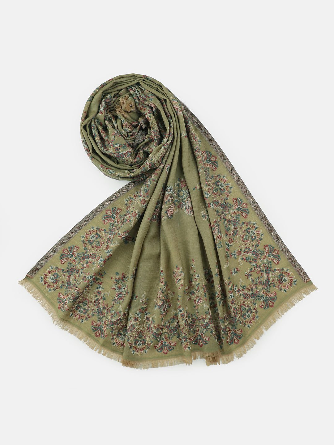 Jardin Elegance-French Floral Woolen Jacquard Shawl