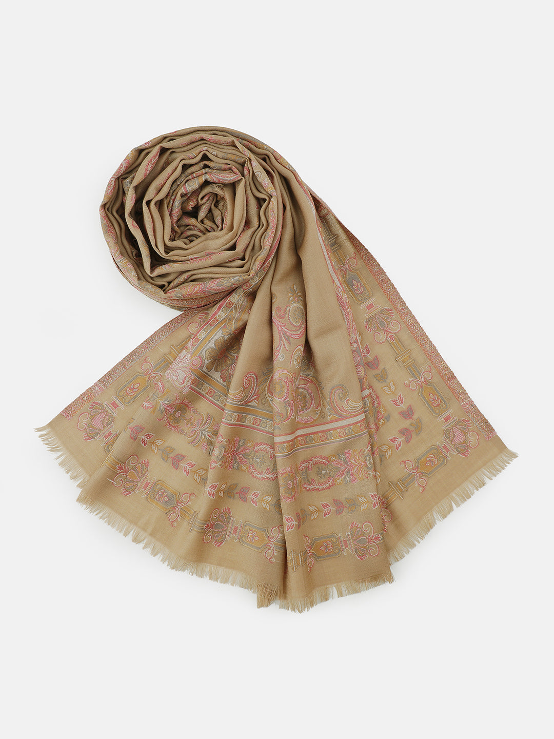 Regal Revival-Renaissance Inspired Woolen Jacquard Shawl