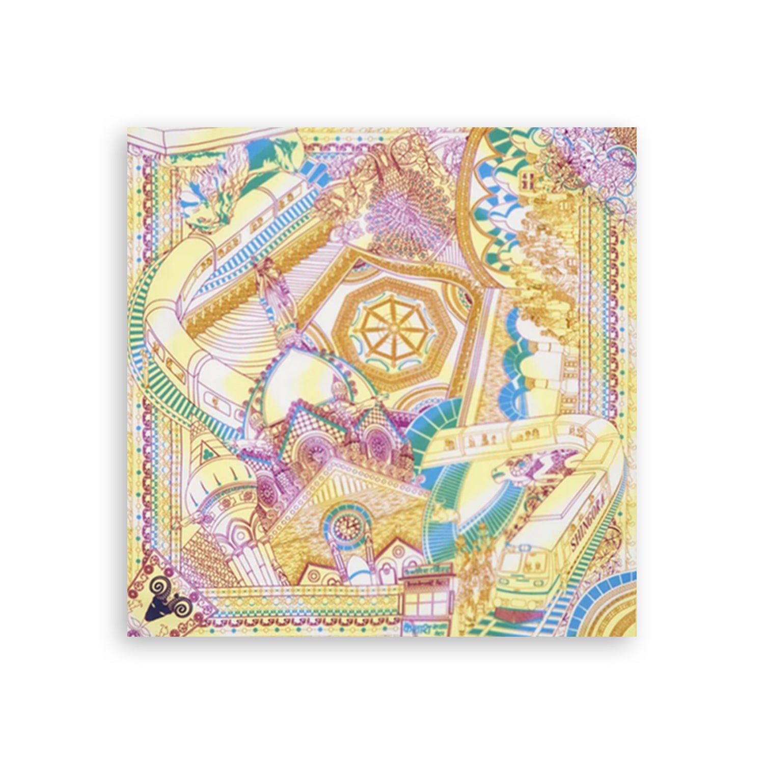 Victoria Terminus Printed Silk Pocket Square