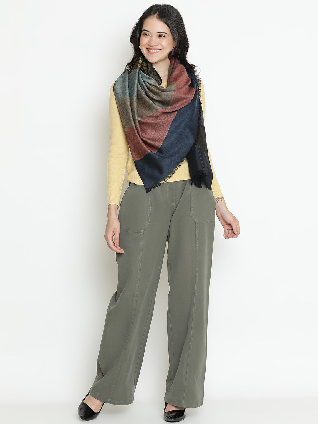 Urban Muse-Contemporary Weave Design Woolen Dobby Stole