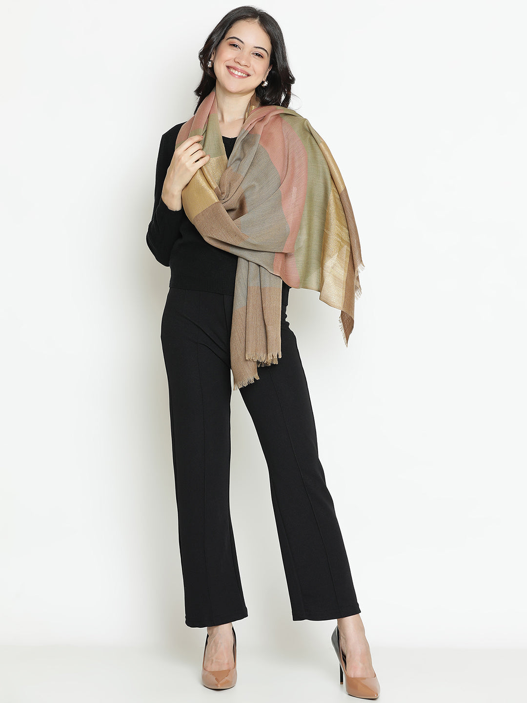 Urban Muse-Contemporary Weave Design Woolen Dobby Stole