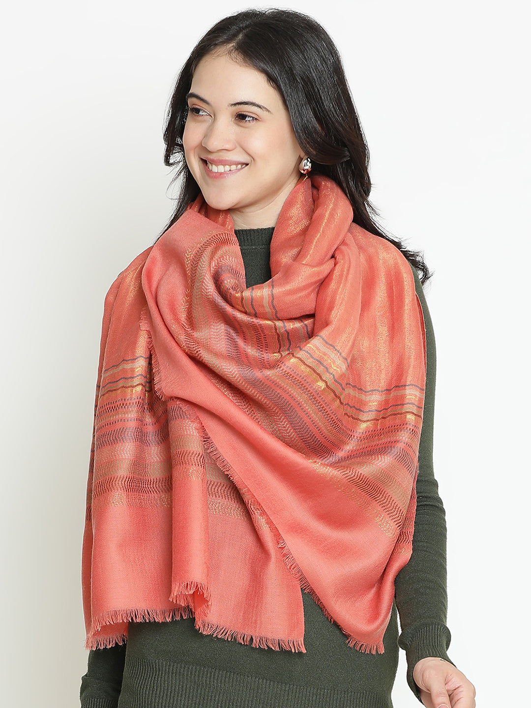 Meadow Whispers-Nature Inspired Woven Design Dobby Stole