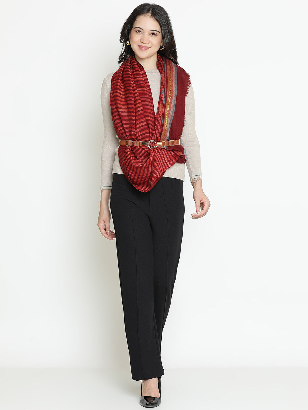 Regal Harmony-Artisanal Weave Woolen Dobby Stole