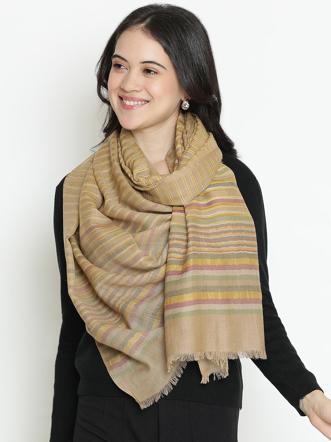 Regal Harmony-Artisanal Weave Woolen Dobby Stole