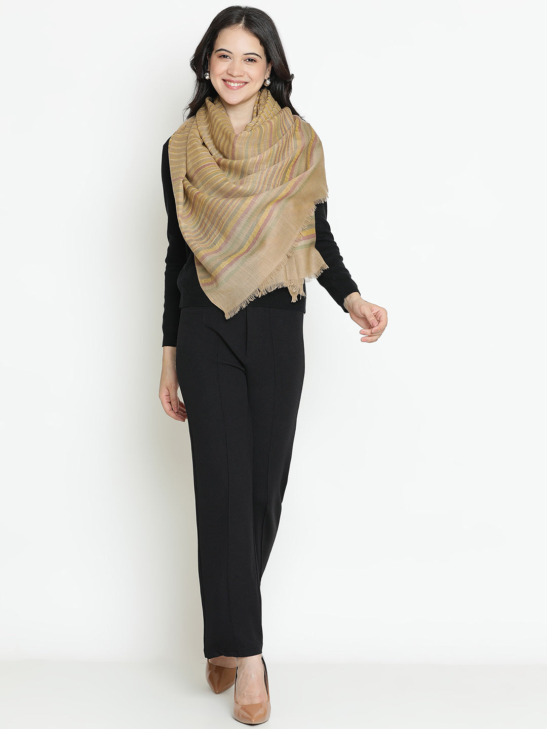 Regal Harmony-Artisanal Weave Woolen Dobby Stole