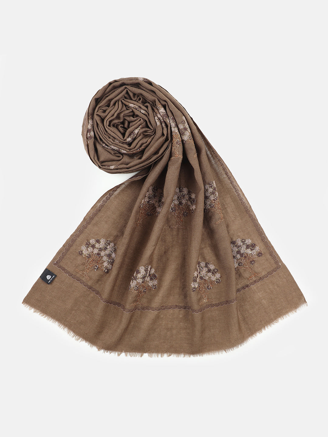Tree Embroidered allover Pure Wool Stole