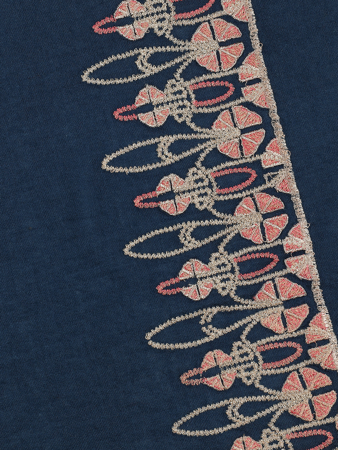 Embroidered Floral Border Plain Pure Wool Stole