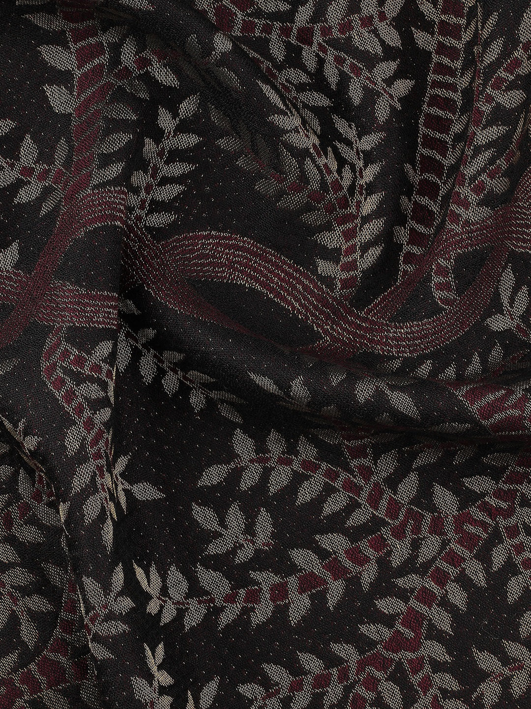 Forest Lines-Gond Art Woolen Jacquard Stole