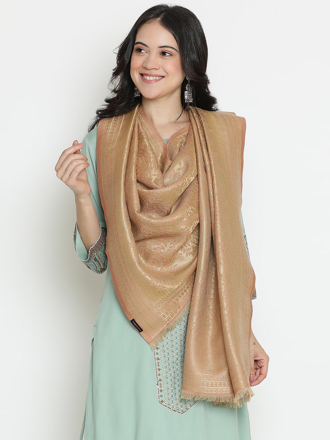 Forest Lines-Gond Art Woolen Jacquard Stole