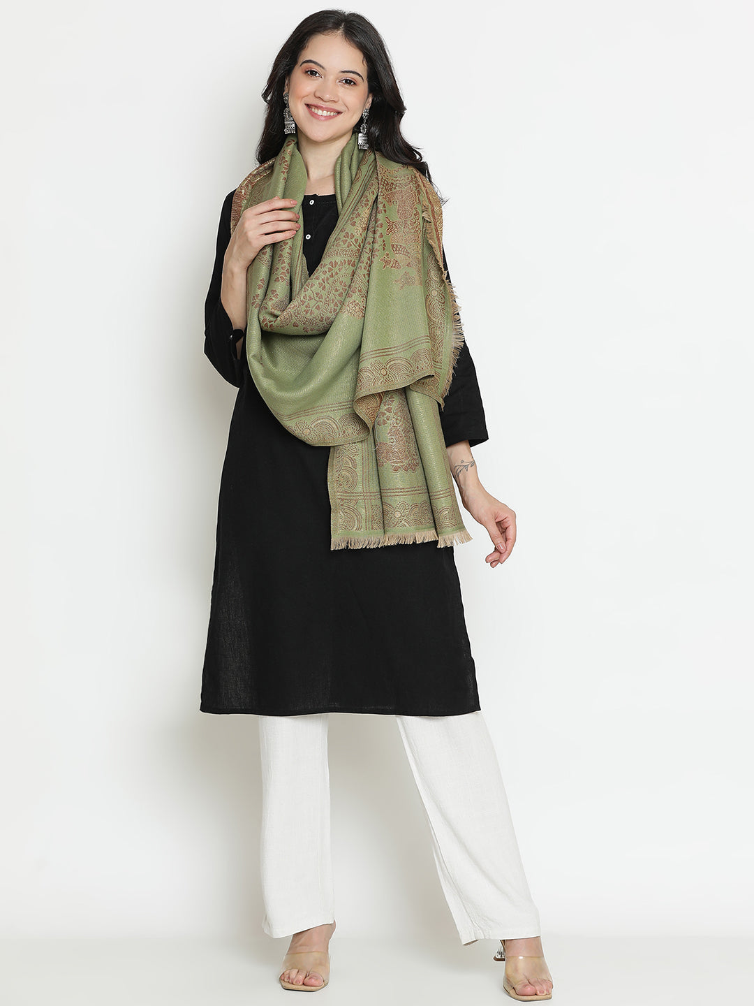 Timeless Tales-Gond Inspired Woolen Jacquard Stole