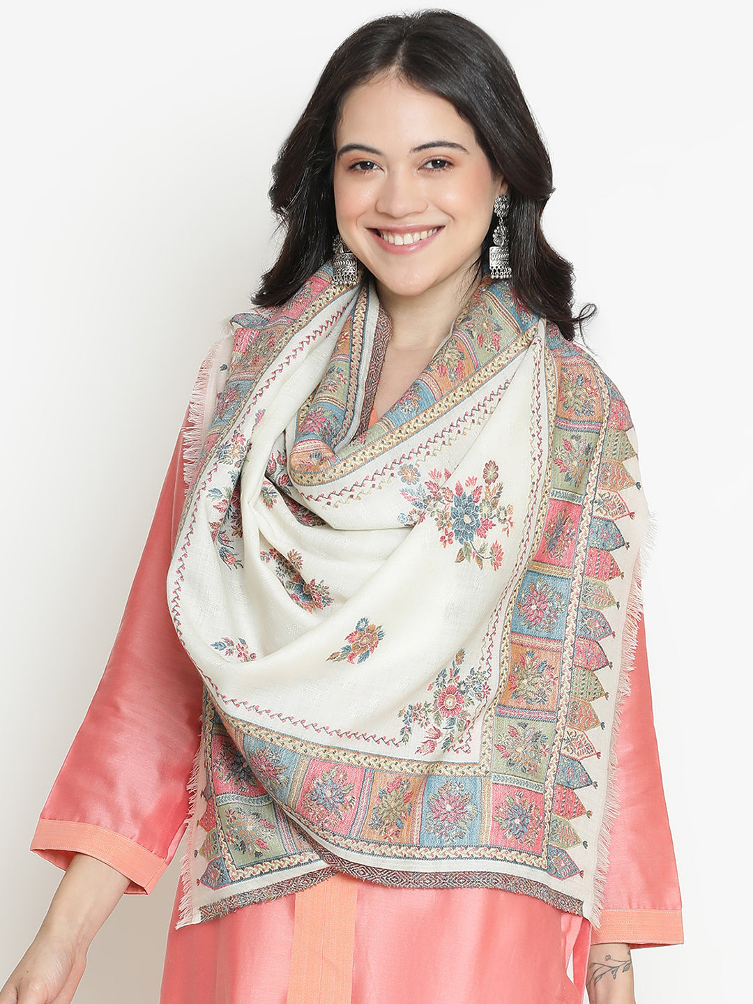 Garden of Panels-Malwa Miniature Inspired Heritage Stole