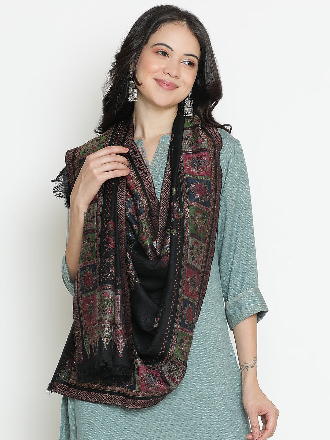 Garden of Panels-Malwa Miniature Inspired Heritage Stole