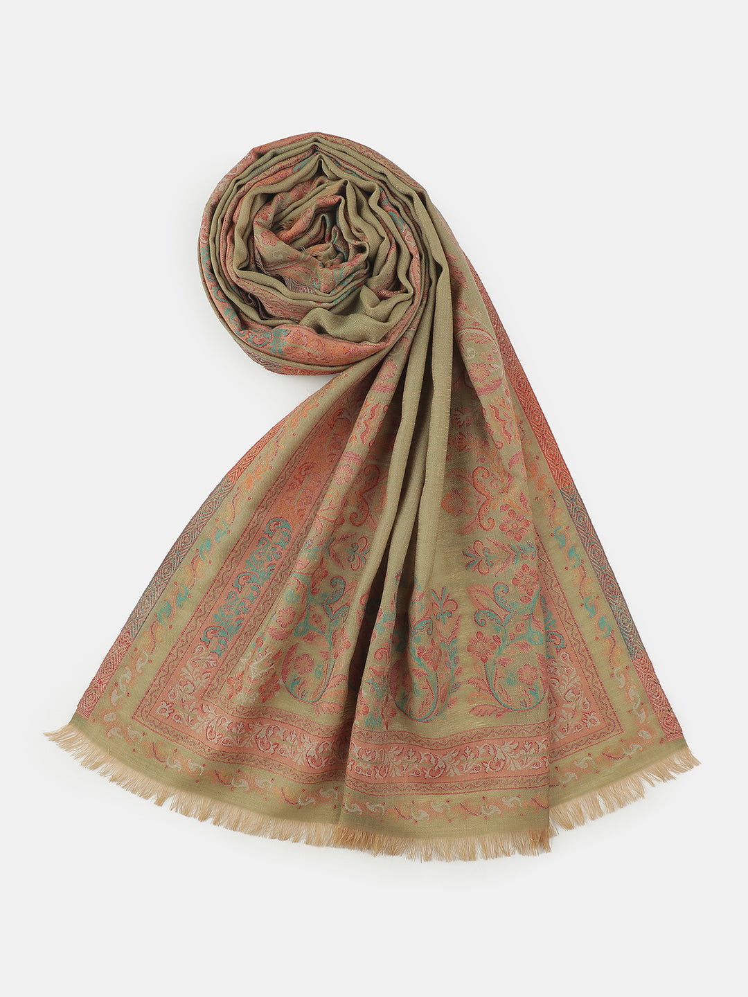 Meadow Reverie-Paisley & Mughal Garden Woolen Jacquard Stole