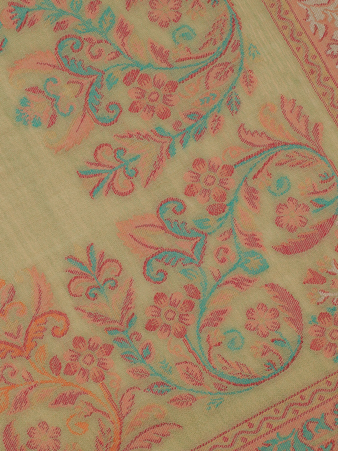 Meadow Reverie-Paisley & Mughal Garden Woolen Jacquard Stole