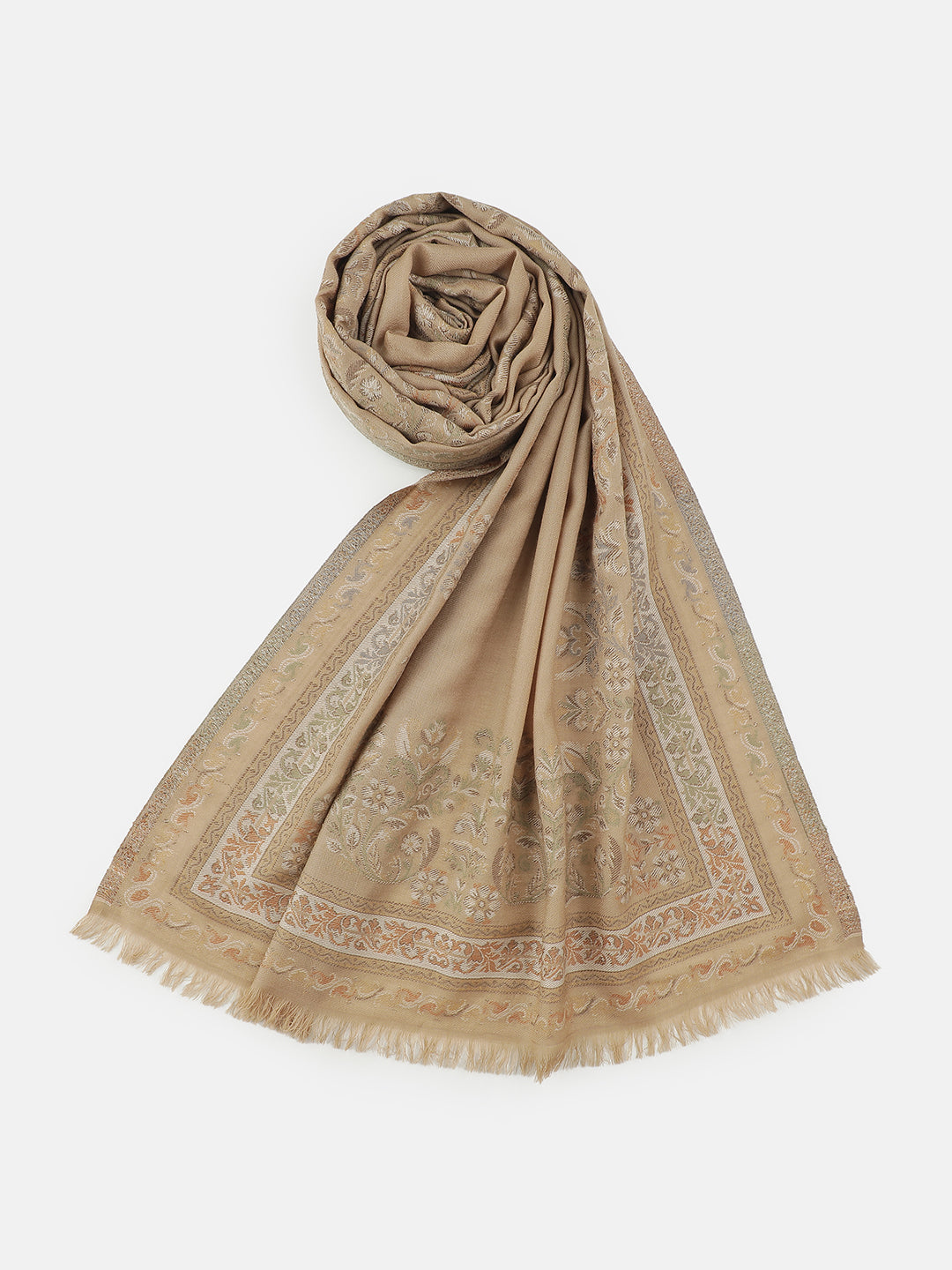 Meadow Reverie-Paisley & Mughal Garden Woolen Jacquard Stole