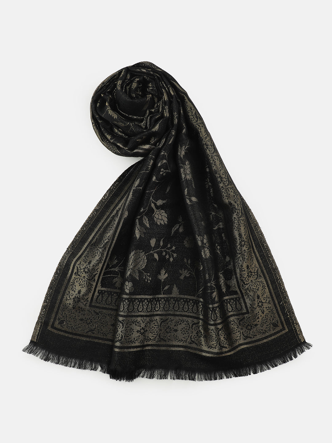 Courtly Charms-Mughal & Persian Brocade Woolen Jacquard Stole