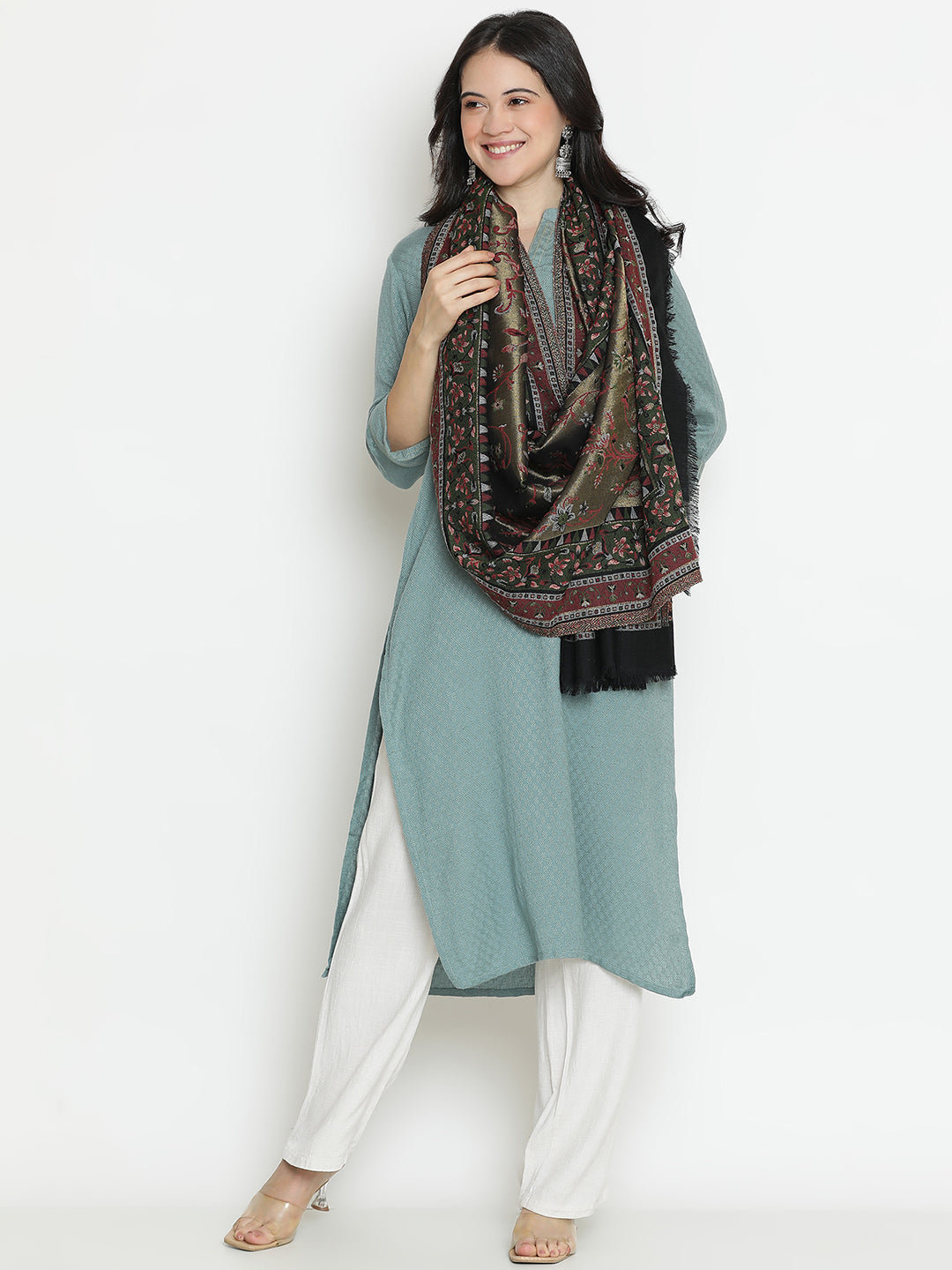Ornate Loom-Indo-Persian Brocade Woolen Jacquard Stole