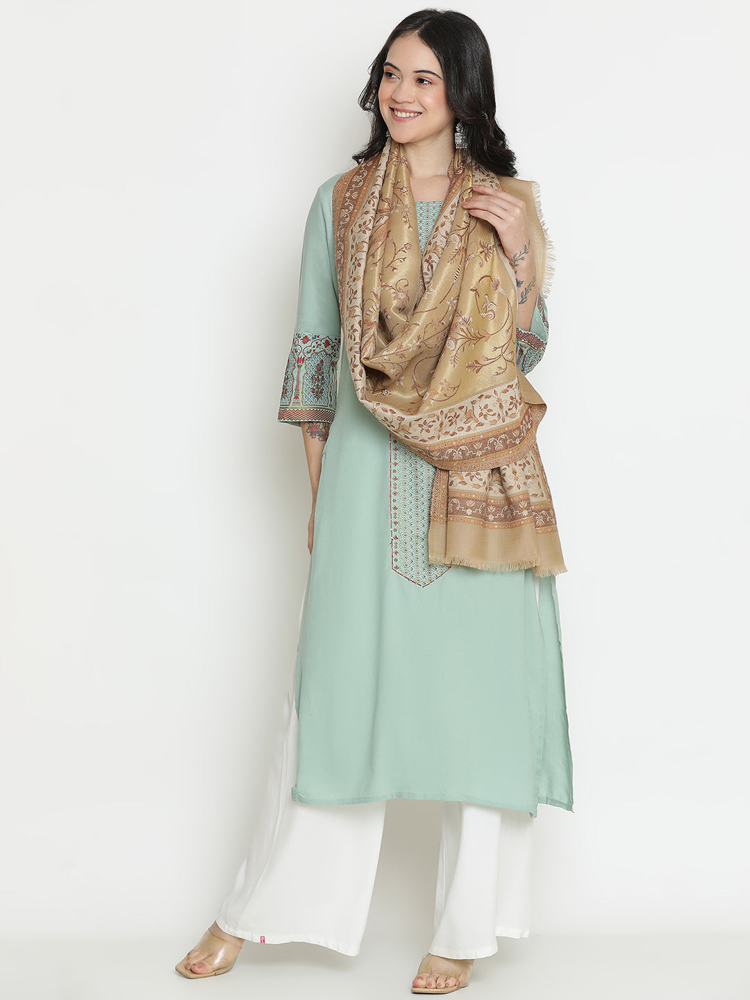 Ornate Loom-Indo-Persian Brocade Woolen Jacquard Stole