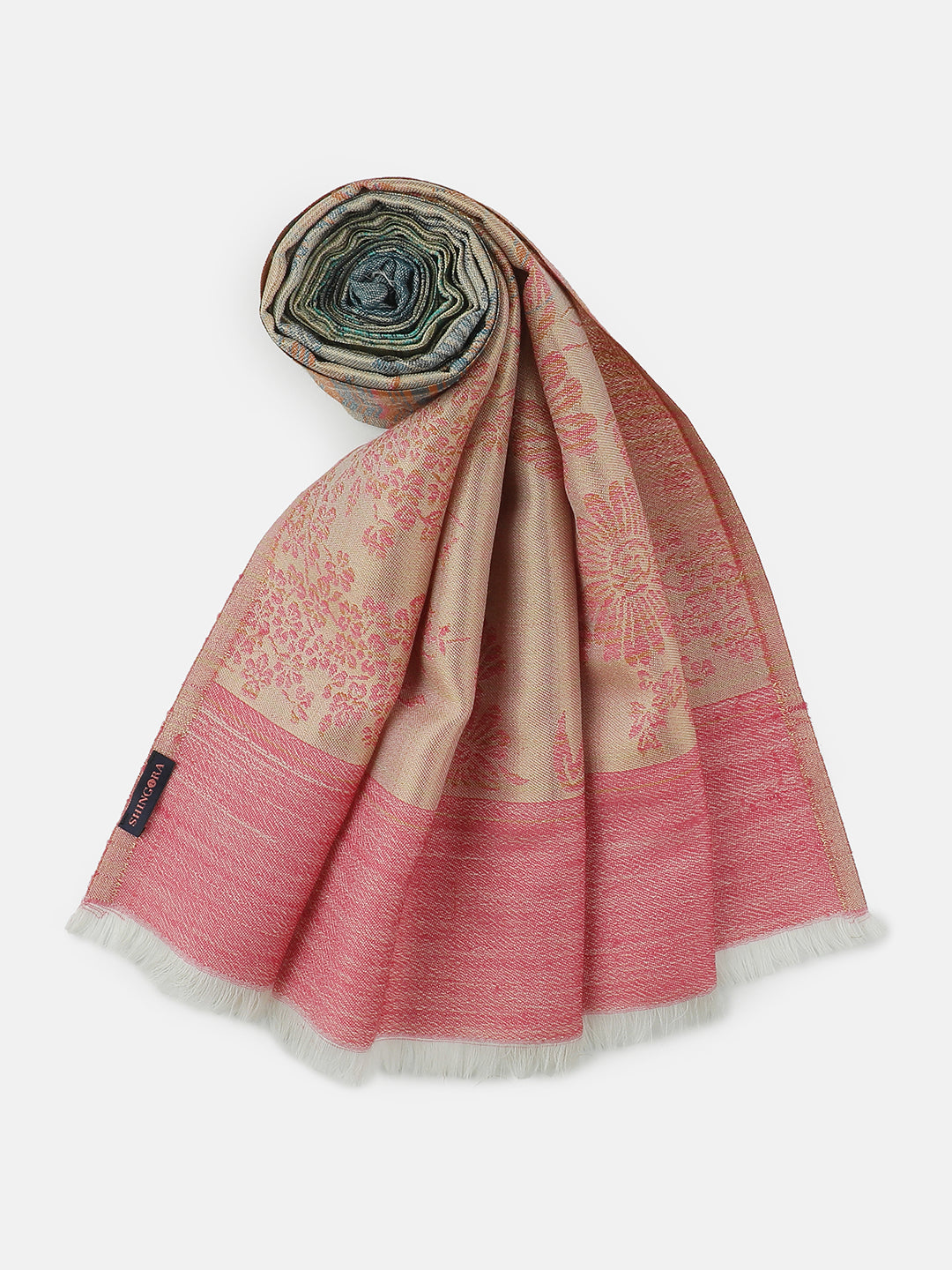 Pastel Elegance-French Floral Jacquard Woolen Jacquard Stole
