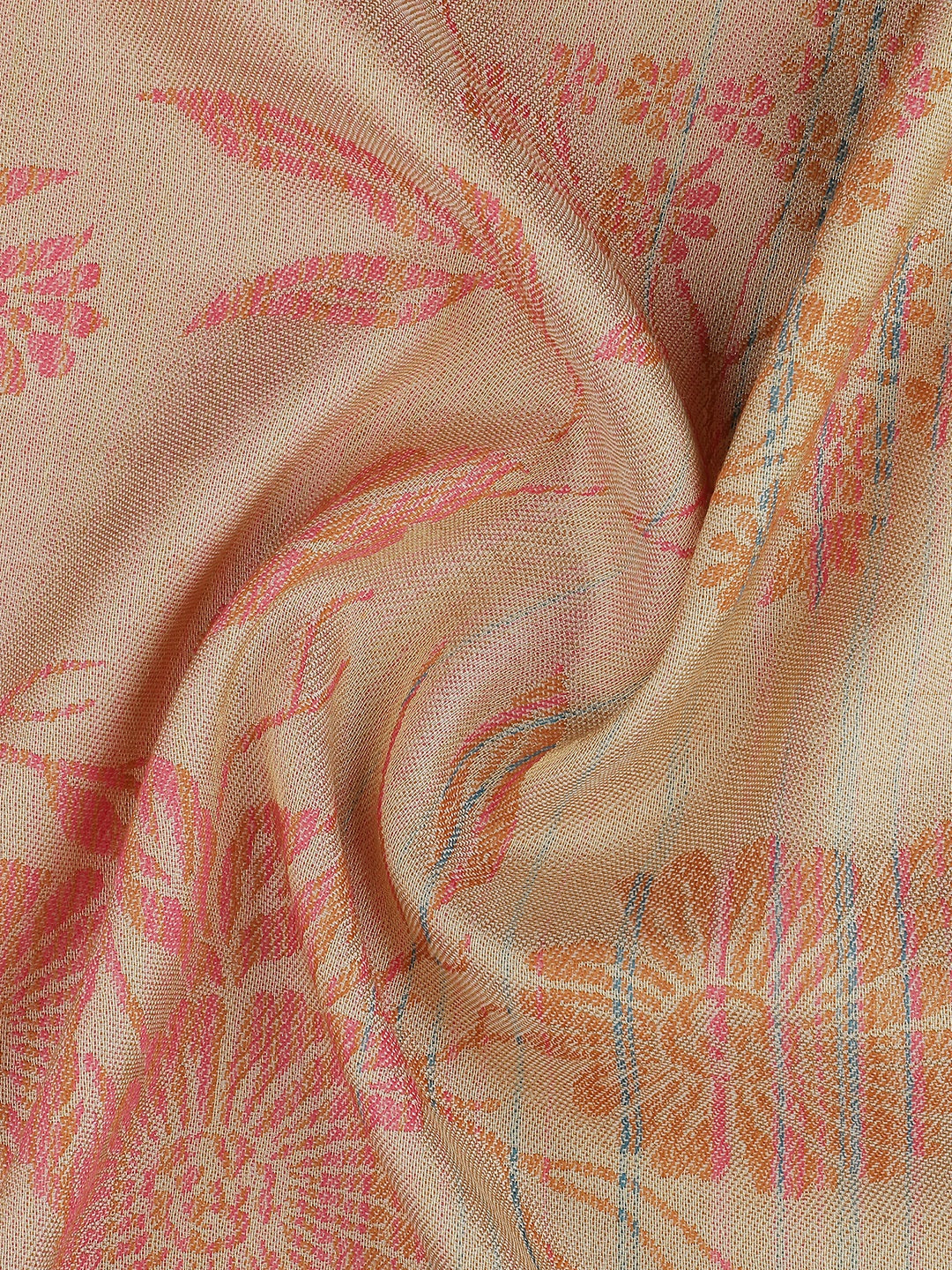 Pastel Elegance-French Floral Jacquard Woolen Jacquard Stole