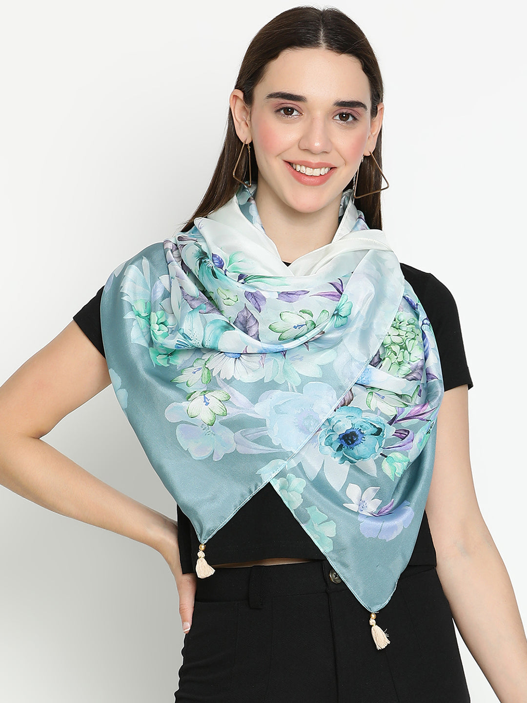 Gardenia Women Floral Pure Silk Printed Stole