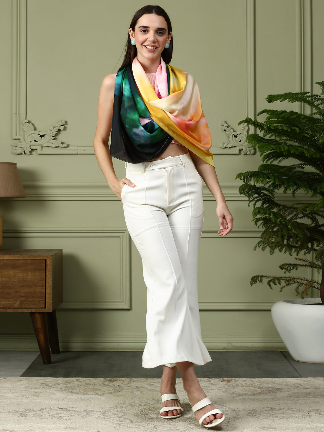 Hazel Women Pure Silk Printed Stole