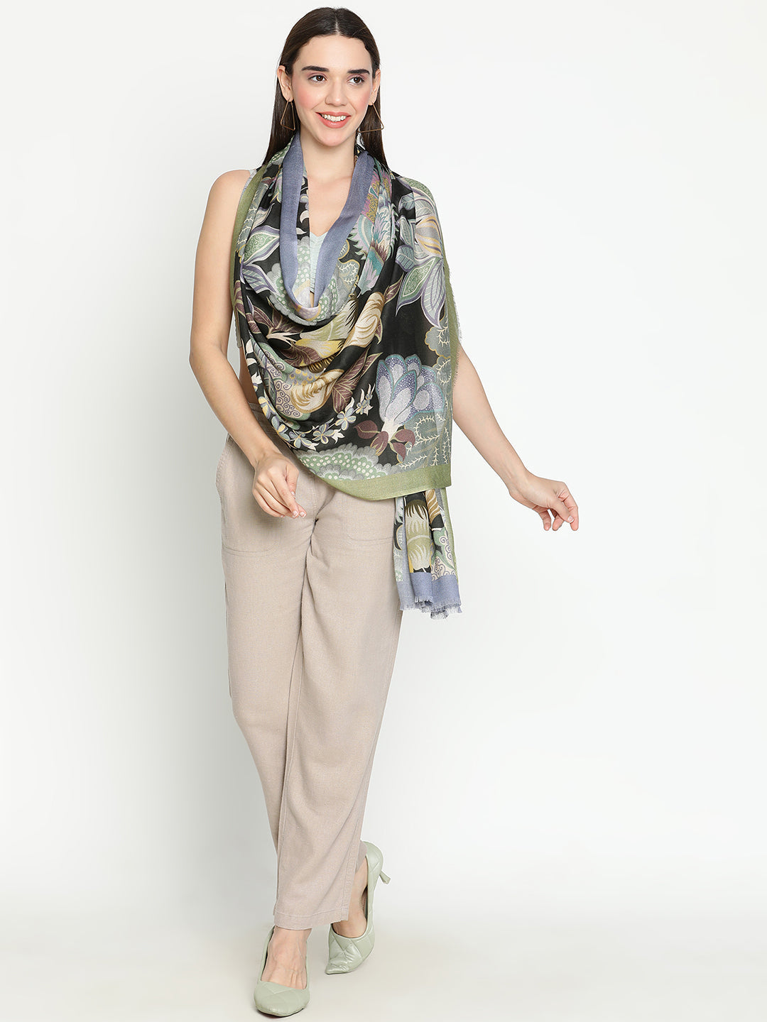 Adhira Women Floral Modal Silk Printed Stole